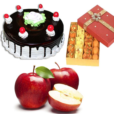 "6 Fresh Apples, 500gms Assorted Sweets, Chocolate cake -1kg - Click here to View more details about this Product